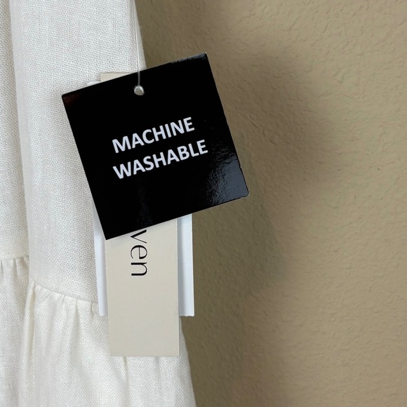 NWT 52seven Ivory Linen Blend Tiered Sleeveless Halter Neckline Midi Dress - Picture 8 of 16